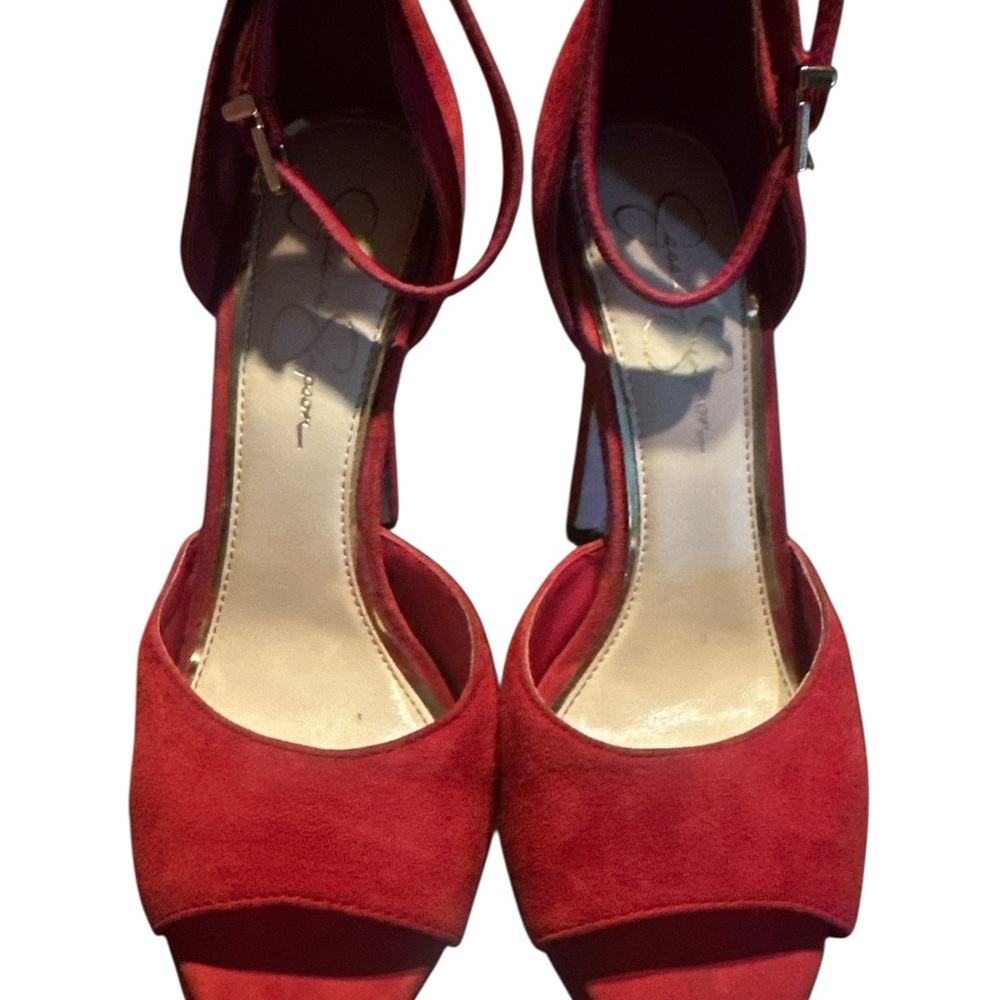 Jessica Simpson Peep Toe Elegant Red Women's Heels Size 8 1/2